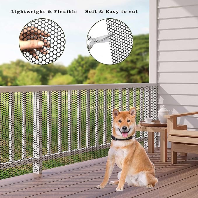 49.2 FT x 15.7 in Roll Mesh Fence, Versatile Black Plastic Fencing & Netting, Cuttable Animal Wire Mesh Fence, Durable Tree Trunk Protector, Suitable for Cat Dog Rabbit Barrier and Plant Protectors