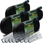 2026 Flat Soaker Hose 200 ft with Stakes for Garden, 50ft x 4 Linkable Drip Hose Diy Garden Irrigation System Saving 80% Water, Dual-layer Leak-free Design Water Hose with Holes