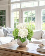 DuHouse 4Pcs Large Hydrangea Artificial Flowers,20 inch Latex Real Touch Hydrangeas for Home Wedding Bouquets Centerpieces Party Living Room Decoration(2Pcs Green+2Pcs White)