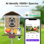 birdsnap® PAV-Bird Feeder with Camera,2K HD with 64GB Card, AI Identify Smart Bird House Cam Solar Panel,Live Stream,Motion Detection,Auto Record Video for Backyard Outdoors,Ideal Gift for Bird Lover