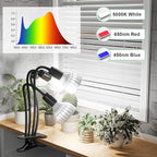 GooingTop Grow Light,48W (320Watts Equiv) 5000K White Full Spectrum LED Growing Lamp Clip on Desk for Indoor Plants,Bulbs Replaceable & Non-dimmable