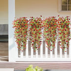 Artificial Hanging Flowers Plants for Outdoor Spring Decoration, 2PCS Faux Silk Daisy UV Resistant Look Real for Outside Home Indoor Planter Porch Garden Yard Decor(Red Brown)