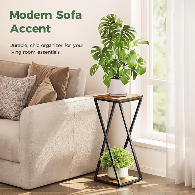 Bamworld Tall Plant Stand Indoor Corner Plant Shelf Tiered Plant Stand Wood Plant Table Heavy Duty Flower Pot Stands Metal Plant Holder for Living Room Bedroom Hallway(Brown)