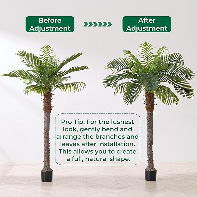 6FT Artificial Coconut Palm, Faux Coconut Silk Palm Tree, Tropical Fake Trees for Indoor Outdoor, Large Sago Palm Plant for Home Office Garden Patio Poolside, 1 Pack