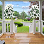 Sggvecsy Artificial Fake Hanging Flowers Plants for Outdoor Outside Spring Summer Decoration 4PCS Faux Silk UV Resistant Realistic Morning Glory Trailing Vines for Home Porch Patio Balcony(White)
