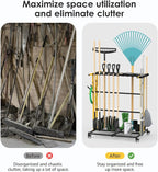 CCCEI Garage Organization with Wheels, Outdoor Gargen Yard Shed Tools Organizer Cart, Home Storage for Cleaning Supplies Organizer, Broom Holder, for Shovel and Rake, Long Farming and Farming Tools.