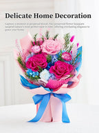 Preserved Flowers Bouquet, Forever Flowers for Delivery, Mothers Day Long-Lasting Real Roses Bouquet, Anniversary Birthday Flowers Gifts for Mom Grandma Women Wife Her (Blue)