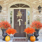 Grunyia Artificial Fall Flowers, Fake Outdoor UV Resistant Autumn Plants for Home Kitchen Christmas Festival Thanksgiving Autumns Decoration(Fall Orange)