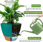 8/10/12 Inch Self Watering Pots for Indoor/Outdoor Plants - Large Plastic Planter with Drainage Holes, Water Level Indicator & Deep Reservoir, Modern Decorative Flower Pots (Turquoise)