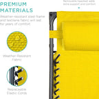 Best Choice Products Folding Zero Gravity Outdoor Recliner Patio Lounge Chair w/Adjustable Canopy Shade, Headrest, Side Accessory Tray, Textilene Mesh - Sunflower Yellow
