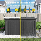 PatioZen 280 Gallon Resin Deck Box, Lockable Weatherproof Outdoor Storage Box for Furniture, Garden Tools and Tools Storage, Waterproof Outside Storage Boxes - Black