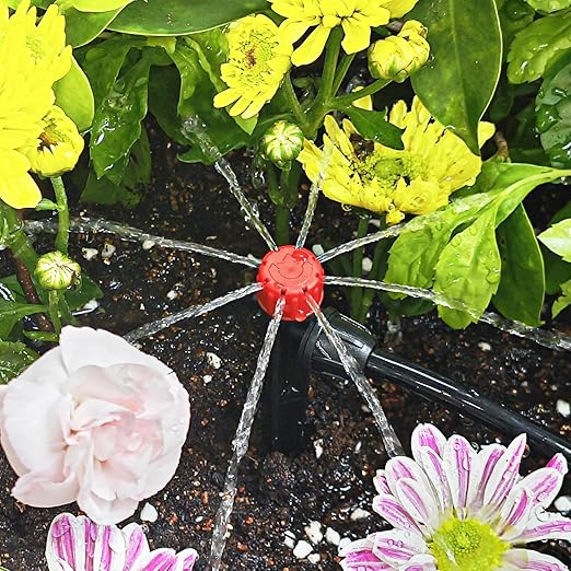 Drip Emitters for 1/4" Drip Irrigation Tubing 360 Degree Water Flow 25 pcs Adjustable Irrigation Drippers with Lock Barbed Irrigation Drip Heads Drip Spray Emitters for Flower Plants Garden