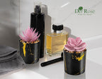 Der Rose 3 Pack Fake Plants Succulents Plants Artificial in Black Pots for Pink Room Decor Aesthetic Home Office Desk Accessories for Women