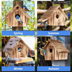 Bird Houses for Outside,Hanging Outdoor BirdHouses,Wood Bird Nesting Box House for Bluebird Humming Finch Wren Cardinals Garden