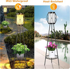 Solar Powered Tripod Floor Lamp with Plant Stand - 36in Outdoor Patio Garden Yard Deck Porch Lighting Decor, Waterproof Solar Light for Backyard Balcony Pathway(2 Pack)
