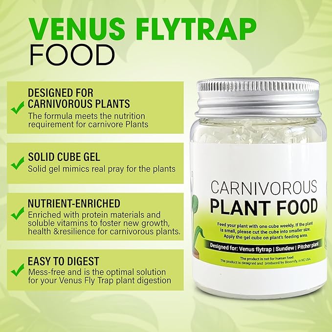 Venus Flytrap Food, Solid Gel Carnivorous Plant Food, 2.5OZ. Designed for Venus Fly Trap, Sundew, Pitcher Plants and Other Carnivorous Plants