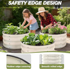SHALL 8PC Galvanized Raised Garden Bed Kit, 3Pc 2x2x1ft Round Planter Boxes Outdoor W/Mini Seed Spreader, Disk Seeder, 2X Seeding Transplanters, Protective Gloves for Flowers Fruits Vegetables Herbs