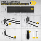 48" Garage Tool Organizer Wall Mount, 660lbs Heavy Duty Steel Garden Tool Storage Rack with 9 Adjustable Hooks for Yard, Shed, Garage (3 Racks, 9 Hooks, 2 Straps)