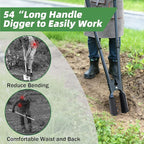 LLARGUEST Post Hole Digger,54 Inch Heavy Duty Metal Hole Digger Tool for Digging,Grey Manual Tool for Transplant, Camping,Gardening.