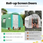 KING BIRD Premium 20x10x6.6FT Greenhouse for Outdoors, Large Walk-in Upgraded Galvanized Metal Frame, Mesh Door Screen Window Improved Zipper Tunnel Hoop for Garden Plant Winter, 2 Stiffeners, Green
