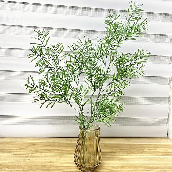 Artificial Plants Fake Plant Simulation Bamboo Leaf Tall 31 Inch, Faux Reed Plastic Leaves Faux Greenery Bushes Flexible Branches Stems for Indoor Outdoor Decor Wedding Party DIY Decoration - 2 Pack