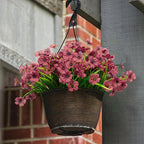 21 Bundles Artificial Outdoor UV Resistant Flowers No Fade Fake Outside Flowers Plastic Greenery Faux Shrubs Garden Porch Window Box Home Decoration (Wine Red)