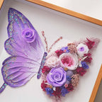 ADDWel Preserved Real Rose Butterfly Shadow Box - 12x12 3D Handmade Eternal Flower Wall Art, Unique Birthday Anniversary Purple Gifts for Women, Mom, Wife, Grandma