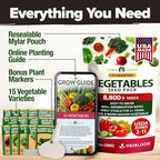 HOME GROWN 15 Variety Survival Seed Vault 7,000+ Heirloom Non-GMO Vegetable Seeds for Planting, High Germination, Complete Garden Starter Kit, Prepper Survival Gear, Indoor Outdoor
