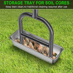 Dolibest Lawn Coring Aerator, Manual Lawn Aerator, 4 Stainless Steel Corer Plug Aerator with Triangular Handle, Pre-Assembled Manual Grass Aerating Tool & Storage Tray for Improving Lawn Health