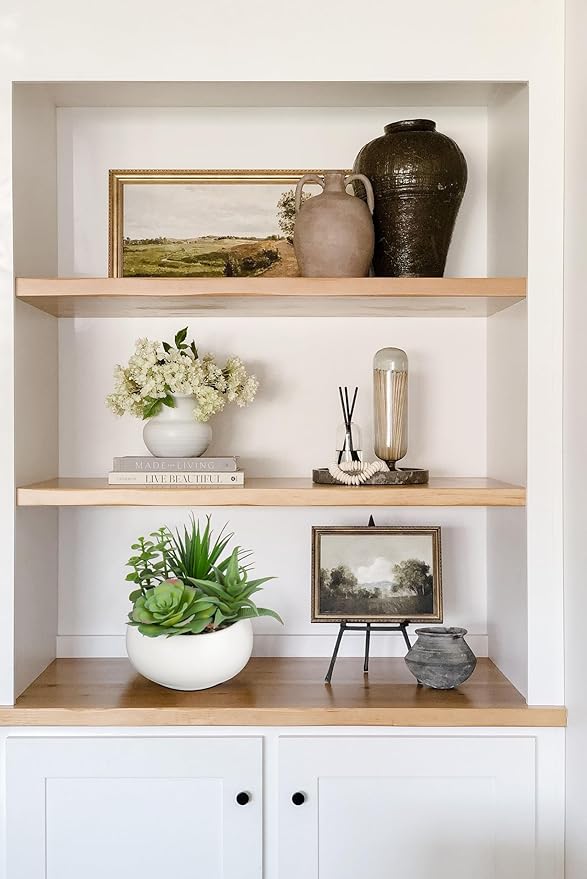 Hollyone Fake Plants Artificial Succulents in Pots Faux Succulent Arrangement Potted Plant with White Ceramic Pot for Home Decor Modern Office Desk Bathroom Shelf Living Room Indoor Decoration