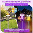Qualirey 12 Pack Solar Bug Zapper Outdoor Waterproof Mosquito Repellent Killer Bug Zapper Lamp with LED Light for Outdoor Garden Patio Yard (Purple and Flame Light,Silver)