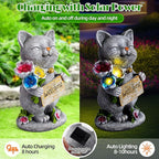 Garden Outdoor Statues Solar Cat Outside Statue Garden Decor for Yard Patio Porch Home Lawn Balcony, Gifts for Grandma Mother Women
