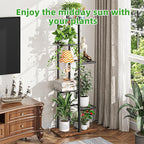 Simple Trending Plant Stand Indoor Outdoor, 6 Tier Plant Shelf, Tall Corner Flower Pot Holder, Metal Display Rack for Patio Balcony Living Room,Brown