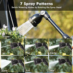 RESTMO Metal Watering Wand, Heavy Duty Garden Hose Wand with 180° Swivel Head, 16'' Hose Nozzle Sprayer with 7 Spray Patterns and Flow Control, for Water Hanging Baskets and Shrubs, Flash Black
