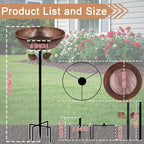 3" Deep Metal Bird Bath for Outdoors, Removable 13" Dia Bowl with Stable Upgrades Stake, Easy to Clean Birdbaths for Garden Yard Lawn Decor 1.4 Gallon (Pack of 2)