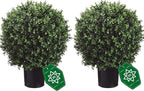 Artificial Boxwood Topiary Trees Set of 2, 26" Tall UV Resistant Real Touch Faux Plants in Pots for Front Porch, Entryway & Patio Decor