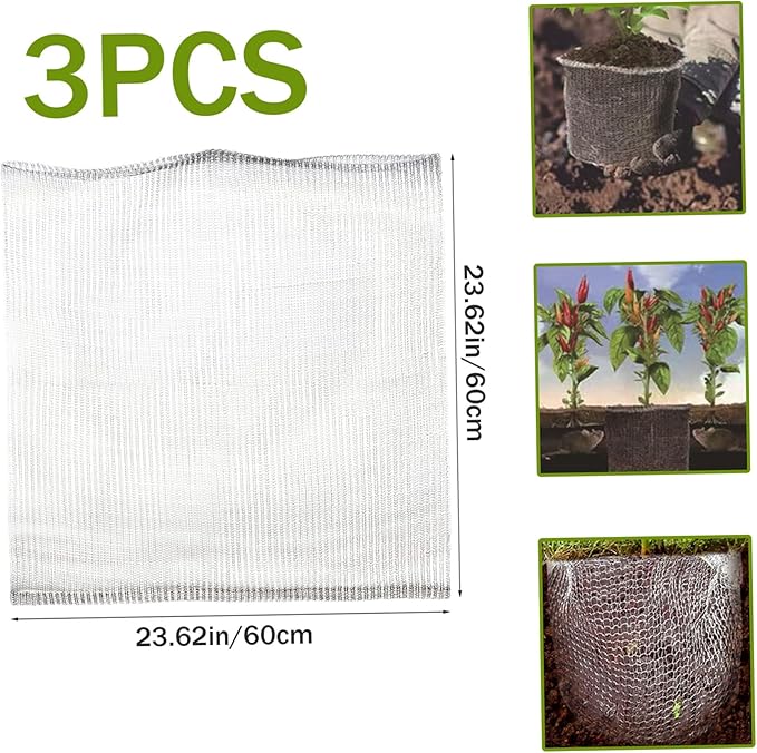 Plant Protectors, 3PCS Gopher Baskets, 24x24 Gopher Wire Basket, Stainless Steel Gassers, Reusable Plant Protectors for Plants, Berries, Vegetables, Tree Root Barrier