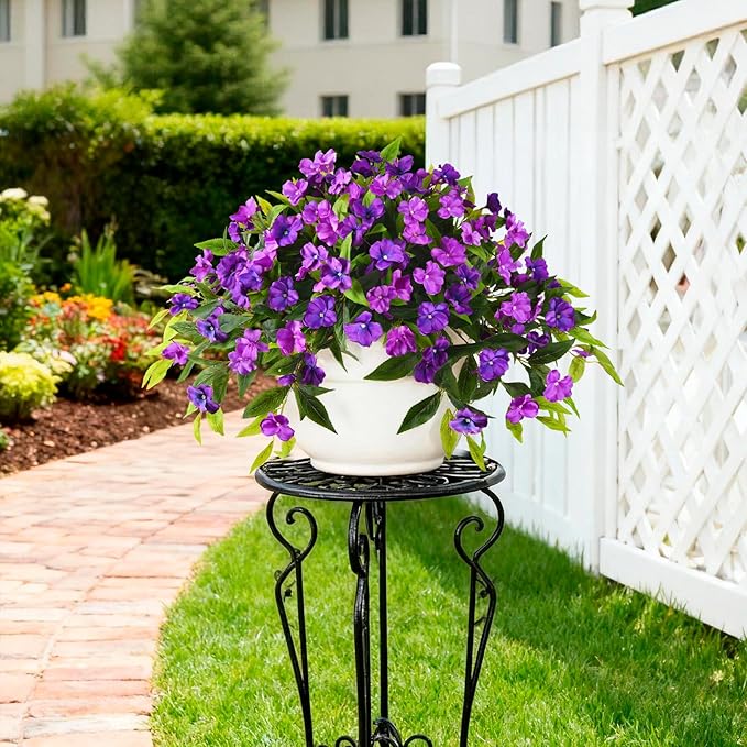 Hommyea Artificial Flowers for Outdoor, 2 Bundles UV Resistant Fake Plants Decoration Realistic Faux Silk Flowers No Fade Plastic Flowers for Outside Planters Home Porch Patio Yard Garden Decor