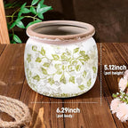 Dosayes Flower Pot,Vintage Ceramic Pot for Planter with Drainage Holes, 6.29 inch Ice Crack Glazed Indoor Planters Pot for Indoor,Tucan Home Decor,Gardening Gifts (Mid-Century)