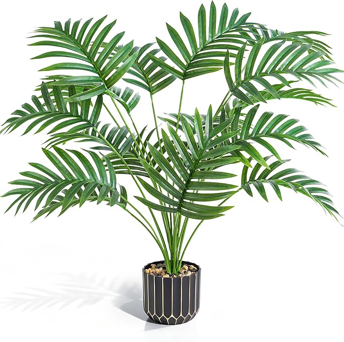 28" Artificial Areca Palm Plant Tall Fake Faux Plants Indoor Outdoor Tree for Living Room Home House Decoration