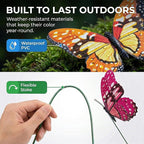 VGOODALL 50pcs Butterfly Garden Decorations, 11.5 inch Plastic Butterfly Stakes Ornaments Artificial Butterflies for Flower Bouquet Arrangements Crafts Outdoor Wall Patio Plant Yard Decor