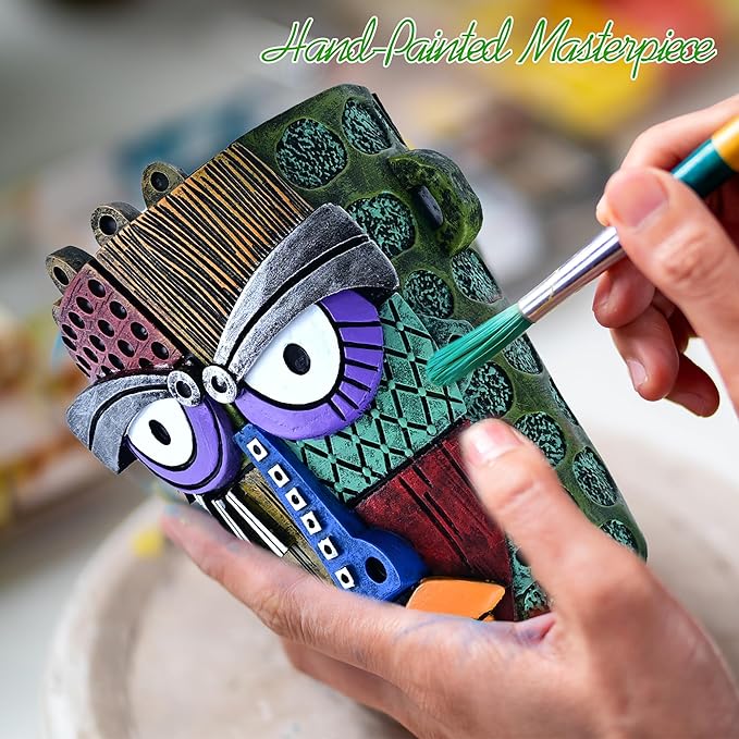 Midogaigai Abstract Face Planter Pots for Plants,Hand-Painted Colorful Flower Pots with Drainage, Indoor Outdoor Garden Decor Gift(Classic,Small)