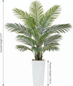 Garvee 5FT Artificial Palm Tree, Tall Faux Tropical Areca Plants with White Tall Planter, Fake Potted Tree with Lifelike Leaves for Indoor Living Room Bedroom Home Office Decor