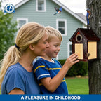 SISTERBIRD Pack of 2 Premium Bluebird Houses for Outside, All Seaons Bird Houses for Outside, Wooden Cabin Birdhouses for Outdoors, Weatherproof Courtyard Decorated Hanging Bird House