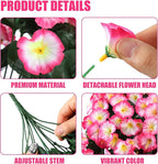 Sggvecsy Artificial Fake Hanging Flowers Plants for Outdoor Outside Spring Summer Decoration 2PCS Faux Silk UV Resistant Realistic Morning Glory Trailing Vines for Home Porch Patio Balcony(Pink)