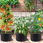 ANPHSIN 3 Sets Tomato Cages with 15 Gallon Grow Bags - 48" Stable Plant Garden Planter, Flowers Vegetable Trellis Pots for Tomato Vertical Climbing Plants Vines