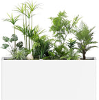 Outdoor Metal Planter Box - Heavy-Duty Rectangular Trough, All-Weather Rust-Resistant Design with 6 Drainage Holes | Large 36x15x15 Inch for Patio, Porch & Garden, White