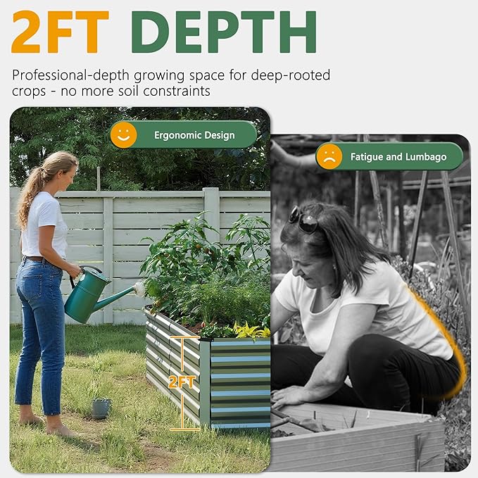 FOOWIN Raised Garden Bed with Arch Trellis for Climbing Plants,Galvanized Raised Garden Bed,Planter Boxes Outdoor for Vegetables Flowers Herb,478 Gallon Capacity Silver