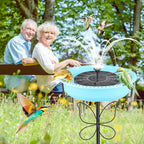 37In Bird Bath for Outside, 2-in-1 Birdbath & Birdfeeder with Detachable Plastic Bowl, Metal Butterfly Stake & Sturdy 5-Pronged Base for Outdoor Garden Yard Decor (Blue)
