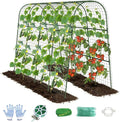 Cucumber Trellis, Metal Garden Arch Trellis for Raised Bed, 63 x 48inch U-Shape Garden Trellis for Climbing Plants Outdoor, Vegetables Fruit Plant Support with Netting, Gardening Supplies (Green)